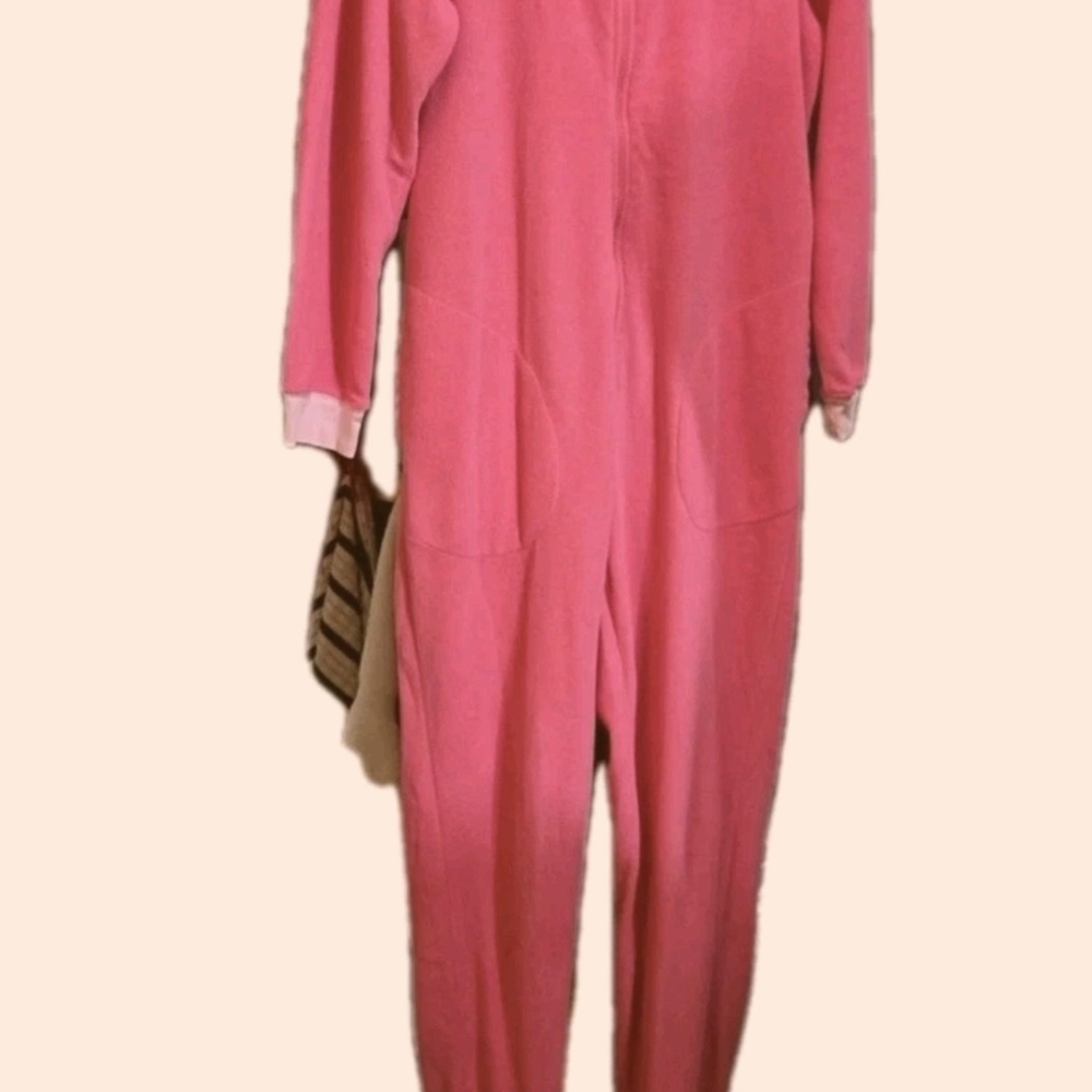 Nick & Nora Pink Fleece One Piece Owl Footie Pajamas PJs Size S